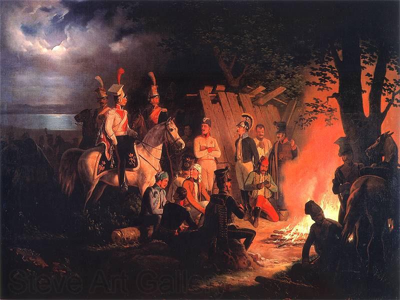 January Suchodolski A bivouac of Polish Uhlans at Wagram. Norge oil painting art